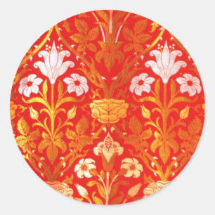 Pegatina Redonda William Morris Rosa y Lily