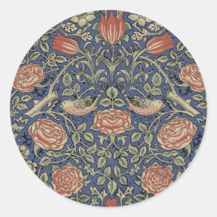 Pegatina Redonda William Morris Tudor Rosa Wallpaper