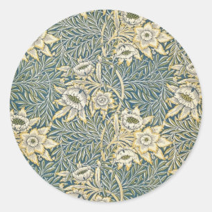 Pegatina Redonda William Morris Tulip y Willow