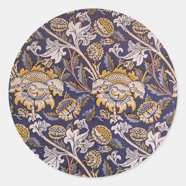 Pegatina Redonda William Morris Wey Floral Wallpaper (Anverso)
