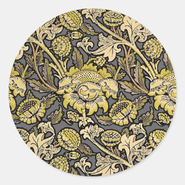 Pegatina Redonda William Morris Wey Floral Wallpaper (Anverso)
