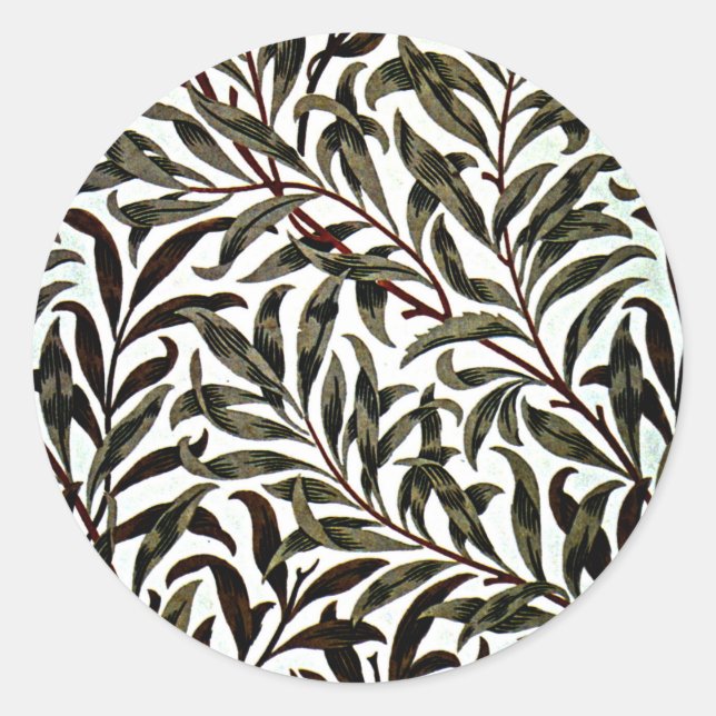 Pegatina Redonda William Morris - Willow Bough, (Anverso)