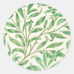 Pegatina Redonda William Morris Willow Bough Verdor vintage