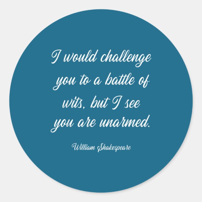 Pegatina Redonda William Shakespeare Battle Of Wits English Literat (Anverso)