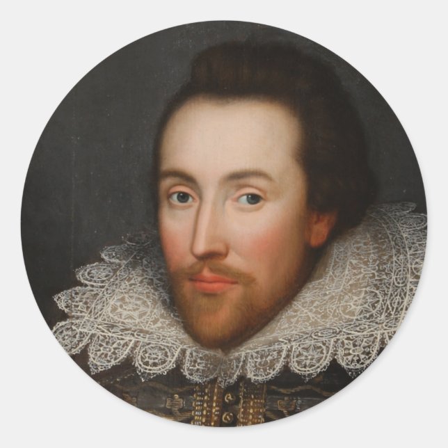 Pegatina Redonda William Shakespeare Cobbe Portrait alrededor de 16 (Anverso)