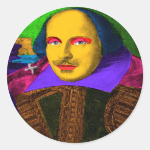 Pegatina Redonda William Shakespeare Pop Art