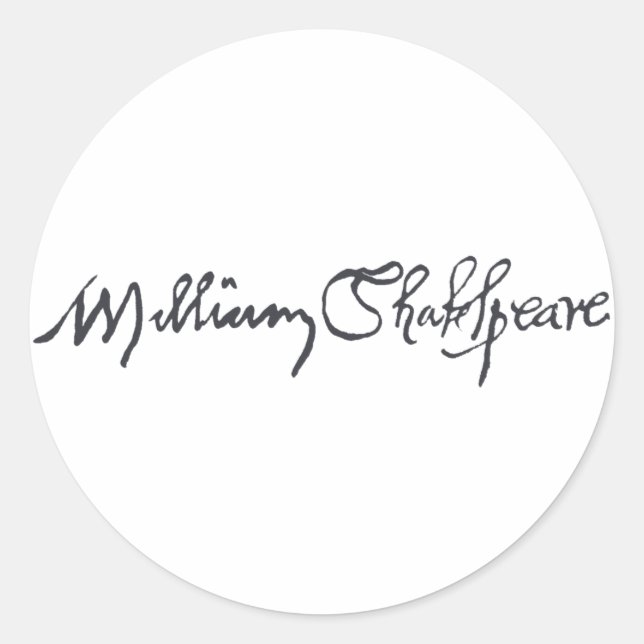 Pegatina Redonda William Shakespeare Signature (Anverso)