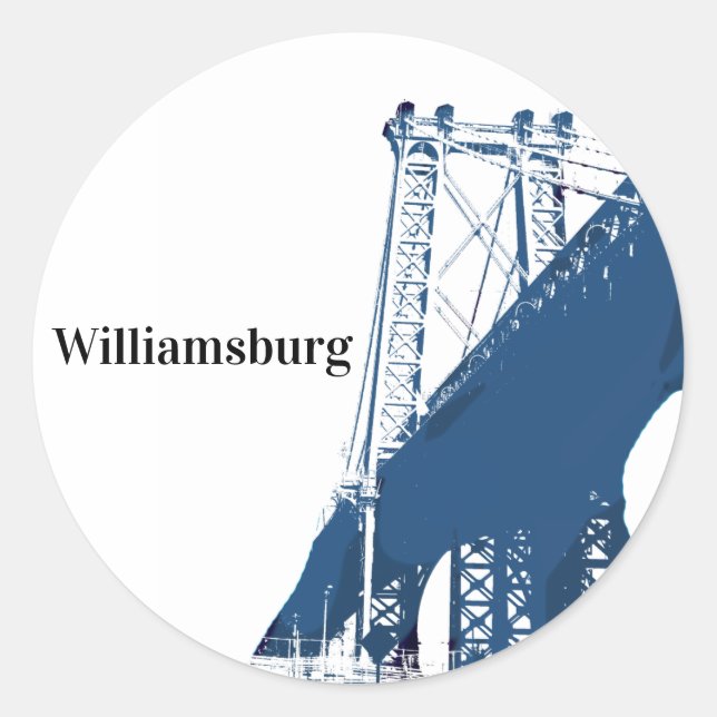 Pegatina Redonda Williamsburg Bridge Brooklyn New York (Anverso)