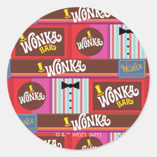 Pegatina Redonda Willy Wonka Candy Pattern