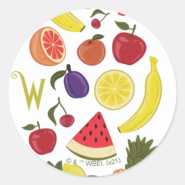 Pegatina Redonda Willy Wonka Lickable Wallpaper Pattern (Anverso)
