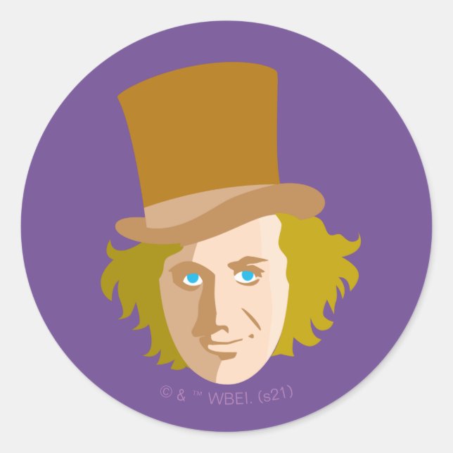 Pegatina Redonda Willy Wonka Stenciled Face (Anverso)