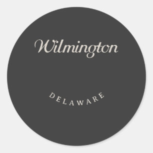 Pegatina Redonda Wilmington Delaware White Font