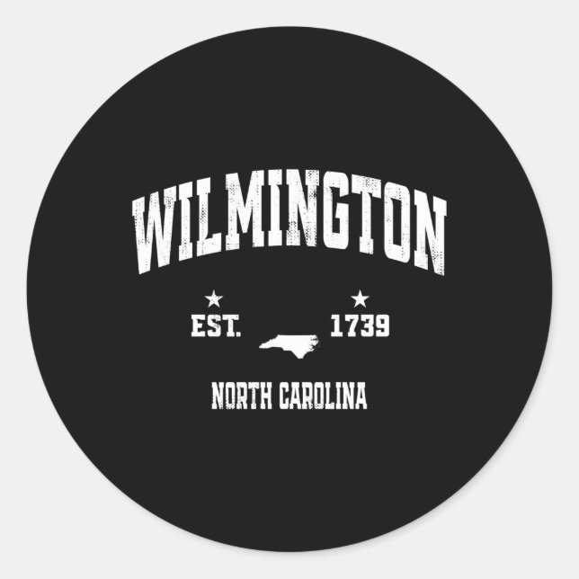 Pegatina Redonda Wilmington North Carolina Nc Throwback (Anverso)