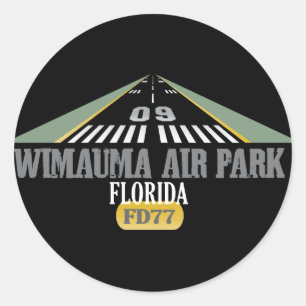 Pegatina Redonda Wimauma Air Park Florida - Airport Runway
