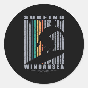 Pegatina Redonda Windansea Surfing Beach Retro Surfing Summer Vacat