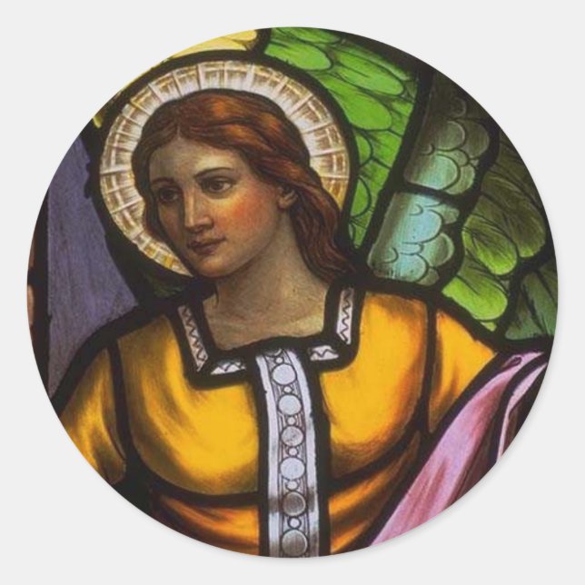 Pegatina Redonda Windows de la iglesia 93 (Anverso)