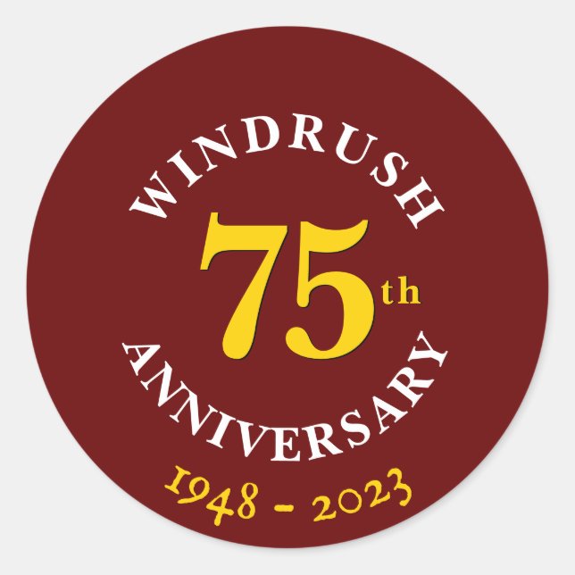 Pegatina Redonda Windrush Generation 75° Aniversario (Anverso)