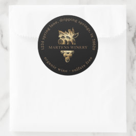 Pegatina Redonda Wine Business Winery Gold Grapes Dirección de devo