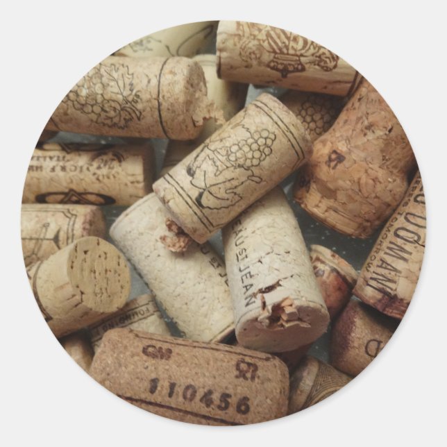 Pegatina Redonda Wine Corks (Anverso)