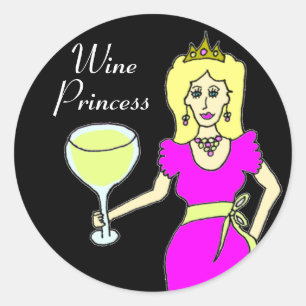Pegatina Redonda Wine Princess Dark