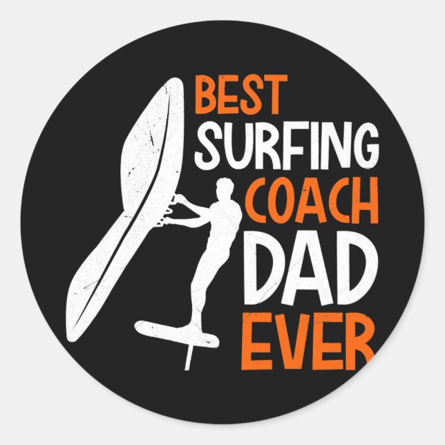 Pegatina Redonda Wing Foiling Foiling Dad Papa Wing Relieve metaliz (Anverso)