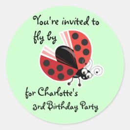Pegatina Redonda Wing-Nutz™_Ladybug (Dotty)_ 3er Fiesta de cumpleañ