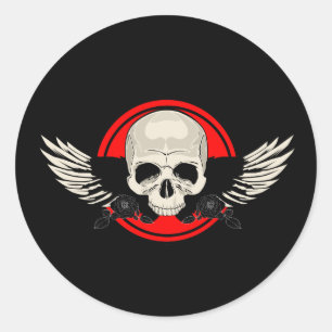Pegatina Redonda Wing Skull - RED