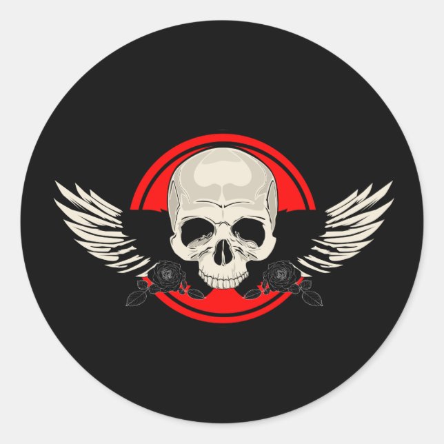 Pegatina Redonda Wing Skull - RED (Anverso)