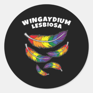 Pegatina Redonda Wingaydium Lesbiosa _ Lgbtq Apoyo A Los Gays Y L