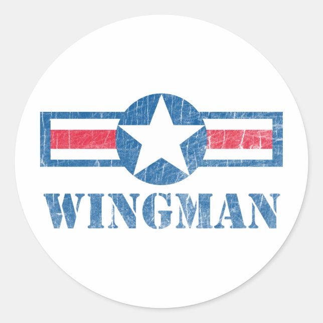 Pegatina Redonda Wingman Vintage (Anverso)
