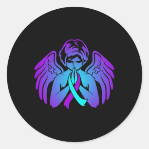 Pegatina Redonda Wings Angel Ribbon Happy Support Graphic