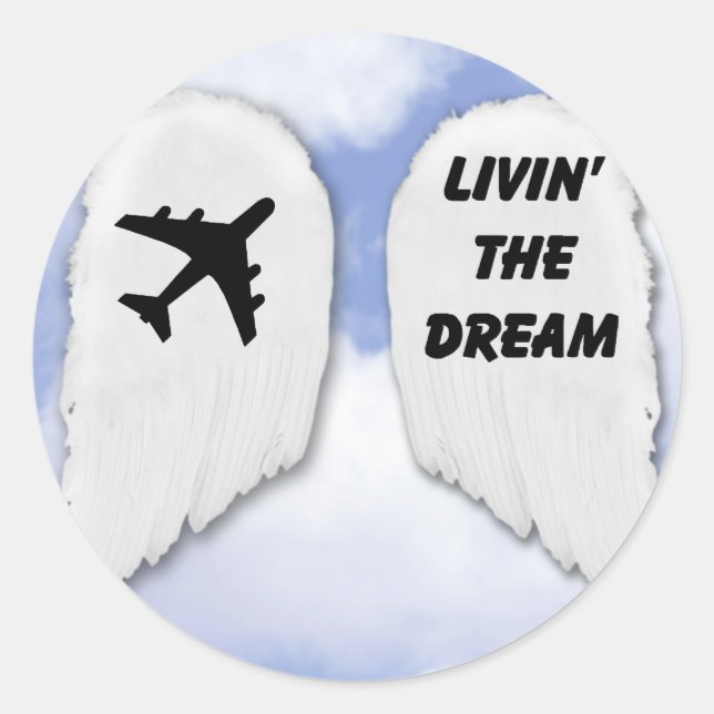 Pegatina Redonda Wings Dream (Anverso)