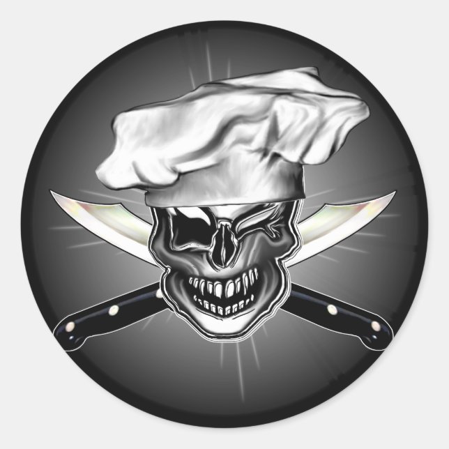 Pegatina Redonda Winking Chef Skull (Anverso)