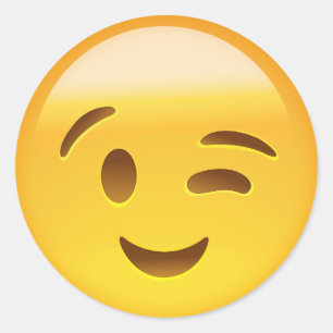 Pegatina Redonda Winking Face Emoij