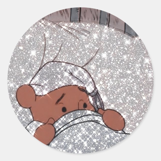 Pegatina Redonda Winnie the Pooh brillo  (Anverso)