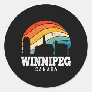 Pegatina Redonda Winnipeg de Canada Skyline City