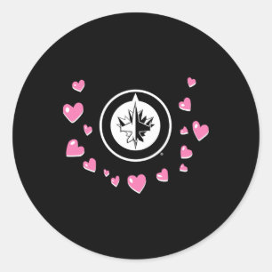 Pegatina Redonda Winnipeg Jets Valentine Amor Nhl Oficialmente Lice