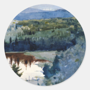 Pegatina Redonda Winslow Homer - Adirondacks de aldeas indias