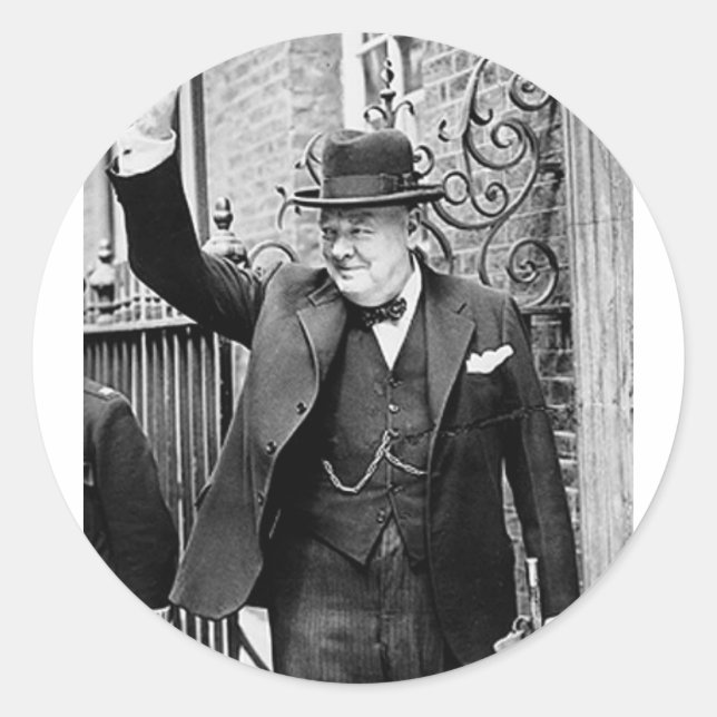 Pegatina Redonda Winston Churchill (Anverso)