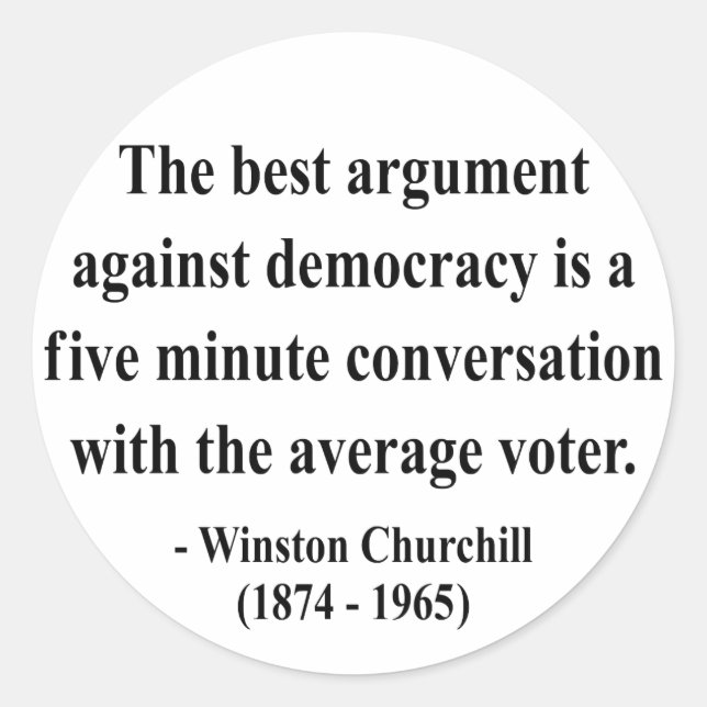 Pegatina Redonda Winston Churchill Cita 10a (Anverso)