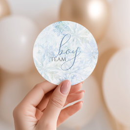 Pegatina Redonda Winter Blue Snowflake Género revelar a un chico