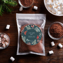 Pegatina Redonda Winter Botanicals | Christmas Gift Sticker