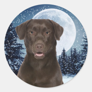 Pegatina Redonda Winter Chocolate Lab Sicker