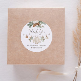 Pegatina Redonda Winter Clothesline Baby Shower