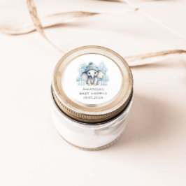 Pegatina Redonda Winter Elephant Boy Baby Shower