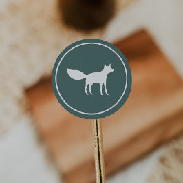 Pegatina Redonda Winter Fox