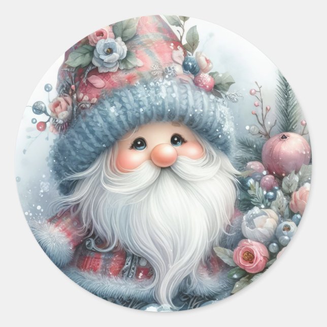 Pegatina Redonda Winter Gnome (Anverso)