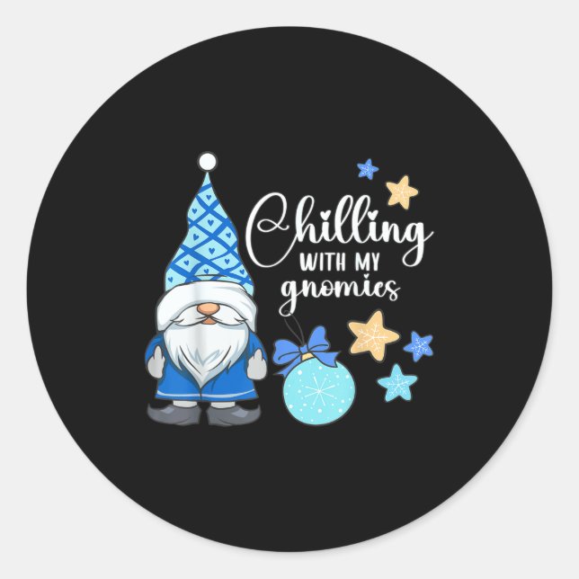 Pegatina Redonda Winter Gnome, Nordic, Christmas Gnome  (Anverso)