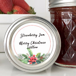 Pegatina Redonda Winter Greener Bouquet Blank Jar Canning casero