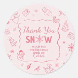 Pegatina Redonda Winter Onederland Birthday Party Sticker